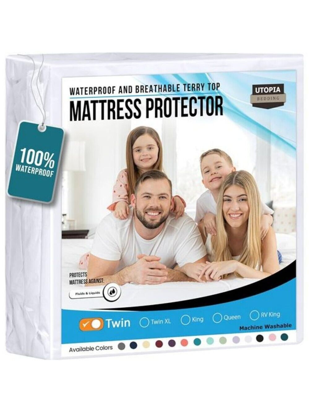 Twin Waterproof Mattress Protector Soft Terry Fitted Cover with Deep Pockets